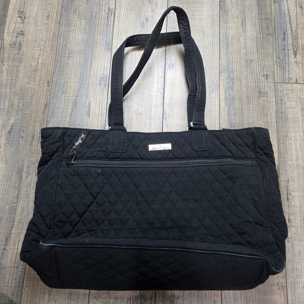 Vera Bradley Quilted Black Tote Bag Floral Lining Computer‎ Bag Commuter Travel
